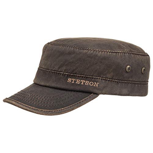 Stetson Datto Armycap Winter - Wintercap Herren - Militarycap Baumwolle - Herrencap UV-Schutz (40+) - Armykappe wasserabweisend - Männercap gefüttert - Cap Herbst/Winter - Kappe braun L (58-59 cm)