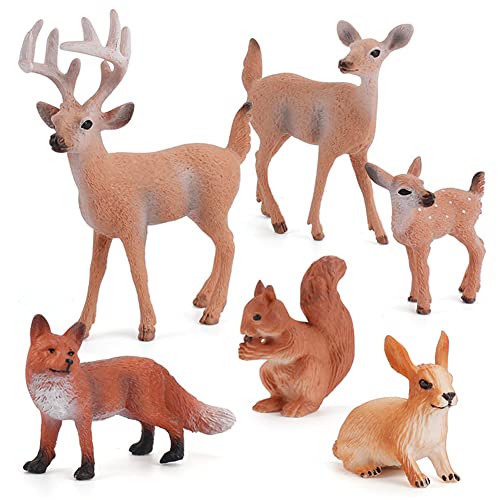 URFEDA Tier Actionfigur, 6 Stück Tierfiguren Mini Waldtiere Spielzeug Set Tierwelt, die Wilden Tieren ähnelt Ressourcen für Jungen Kleine Kinder Tiere Wald Bauernhof Spielzeug Spiel